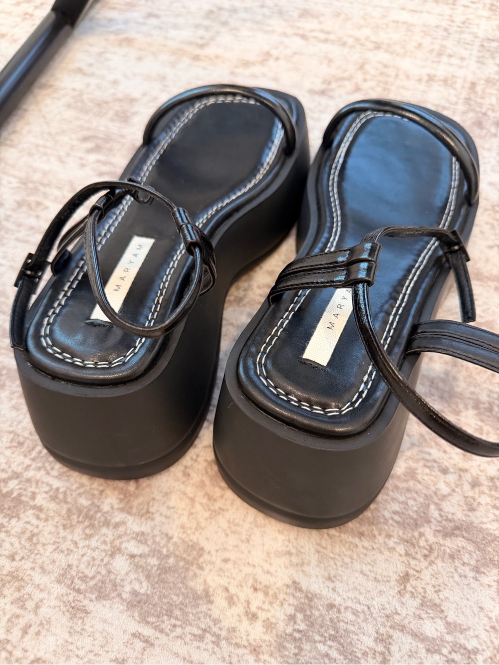 Black Strappy Platform Sandals - Women - Picture 4 of 6